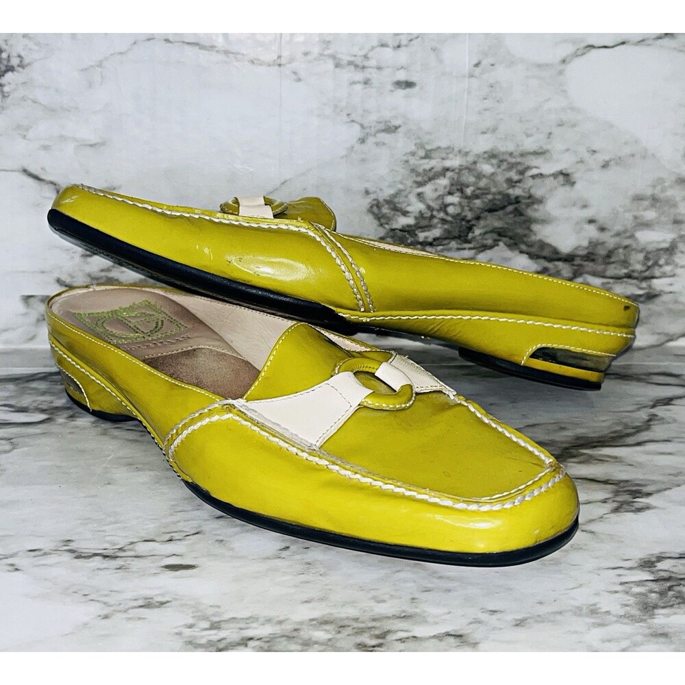 Vintage Cole Haan NikeAir Patent Leather Bow Loafer Mules Women Size 6.5